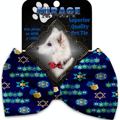 Chanukah Bliss Pet Bow Tie Collar Accessory with Velcro