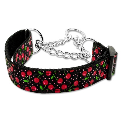 Cherries Nylon Collar Martingale Black Large