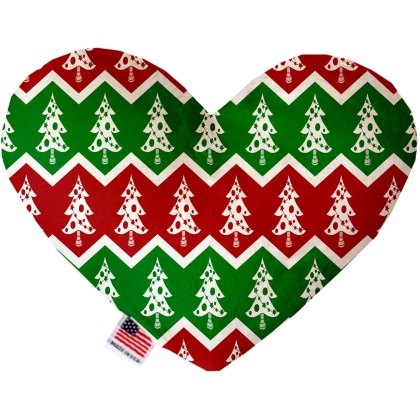 Chevron Christmas Trees 6 Inch Canvas Heart Dog Toy