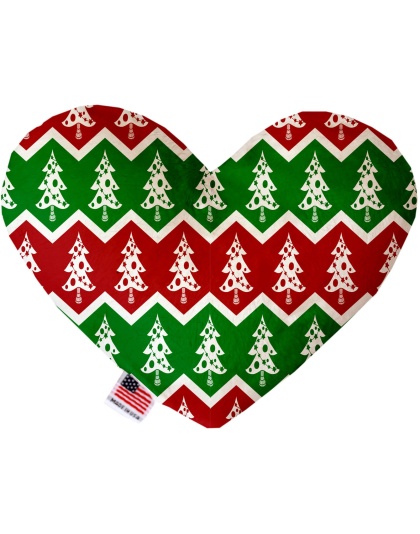 Chevron Christmas Trees 6 Inch Heart Dog Toy