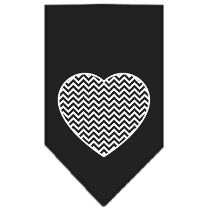 Chevron Heart Screen Print Bandana Black Large