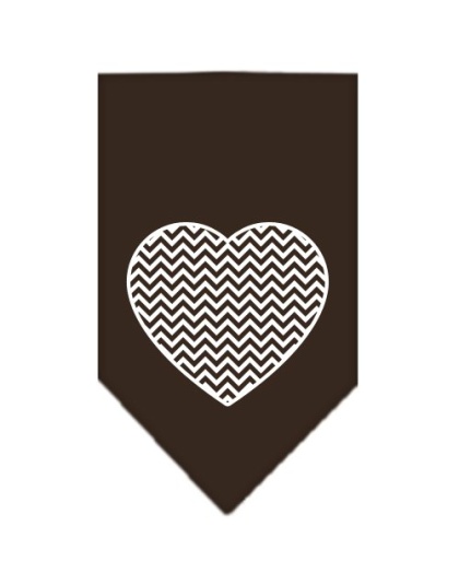 Chevron Heart Screen Print Bandana Brown Large