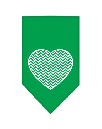 Chevron Heart Screen Print Bandana Emerald Green Large