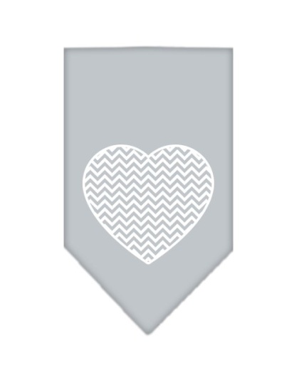 Chevron Heart Screen Print Bandana Grey Large