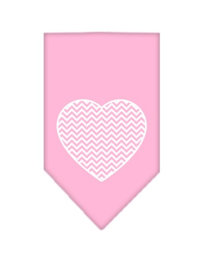 Chevron Heart Screen Print Bandana Light Pink Large