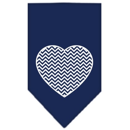 Chevron Heart Screen Print Bandana Navy Blue large