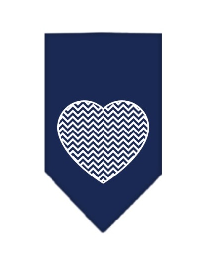 Chevron Heart Screen Print Bandana Navy Blue large