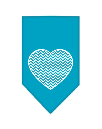 Chevron Heart Screen Print Bandana Turquoise Large