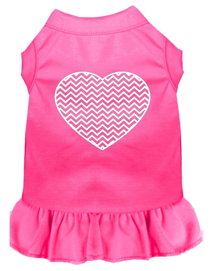 Chevron Heart Screen Print Dress Bright Pink 4X (22)