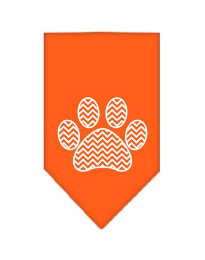 Chevron Paw Screen Print Bandana Orange Large