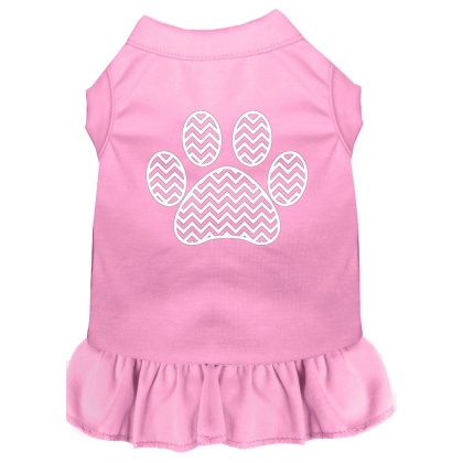 Chevron Paw Screen Print Dress Light Pink 4X (22)