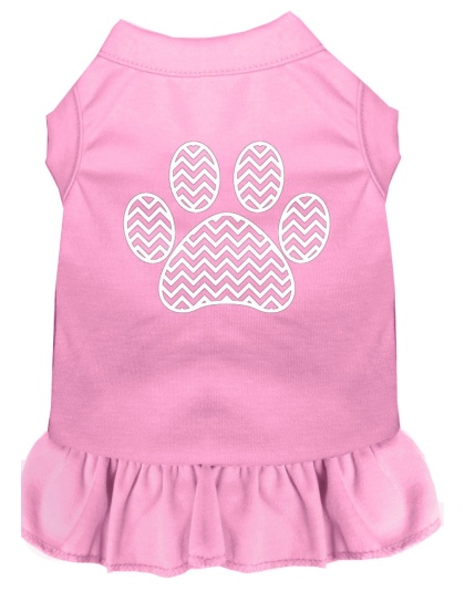 Chevron Paw Screen Print Dress Light Pink 4X (22)