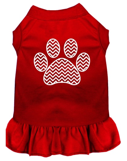 Chevron Paw Screen Print Dress Red 4X (22)