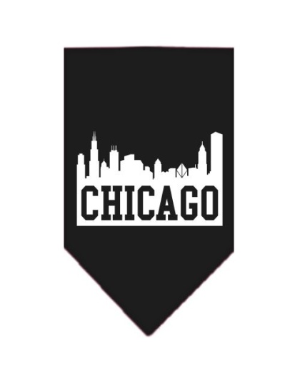 Chicago Skyline Screen Print Bandana Black Large