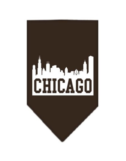 Chicago Skyline Screen Print Bandana Cocoa Large