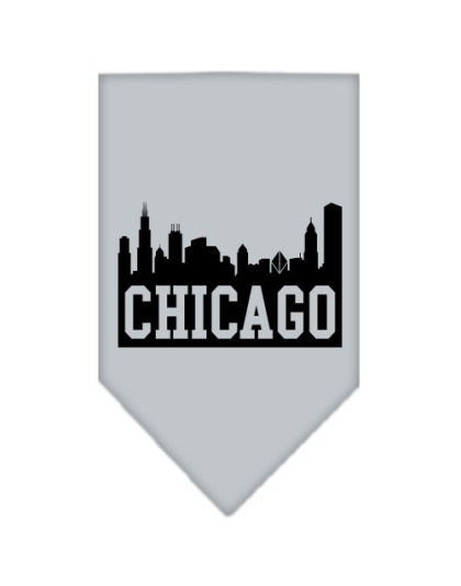 Chicago Skyline Screen Print Bandana Grey Large