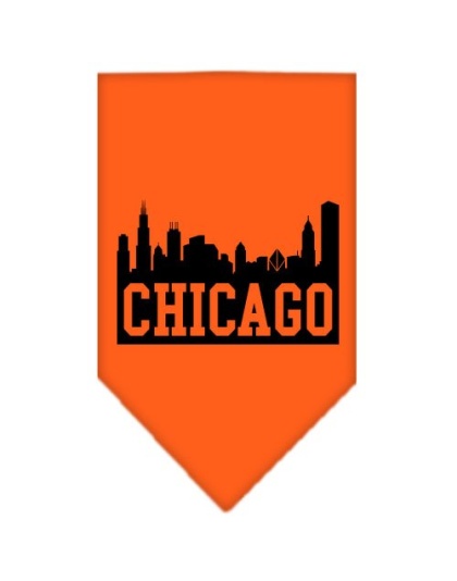 Chicago Skyline Screen Print Bandana Orange Large