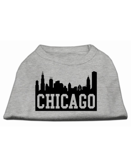 Chicago Skyline Screen Print Shirt Grey Lg