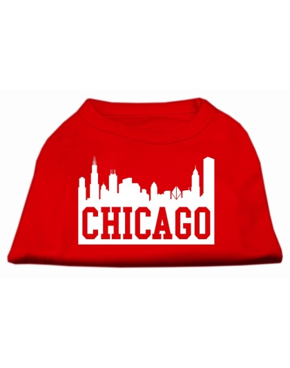 Chicago Skyline Screen Print Shirt Red Lg