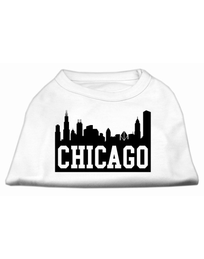 Chicago Skyline Screen Print Shirt White Lg