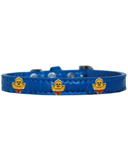 Chickadee Widget Croc Dog Collar Blue Size 10