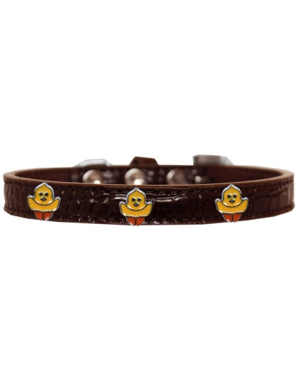 Chickadee Widget Croc Dog Collar Chocolate Size 10