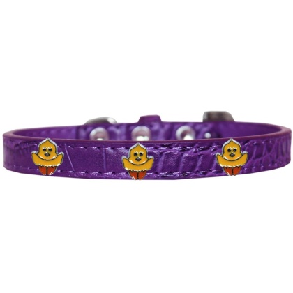 Chickadee Widget Croc Dog Collar Purple Size 10