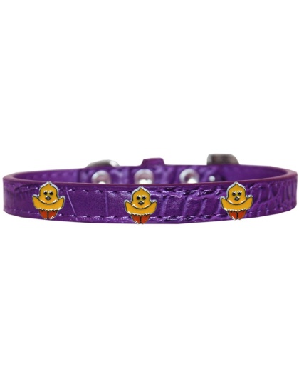 Chickadee Widget Croc Dog Collar Purple Size 10