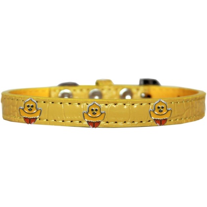 Chickadee Widget Croc Dog Collar Yellow Size 10