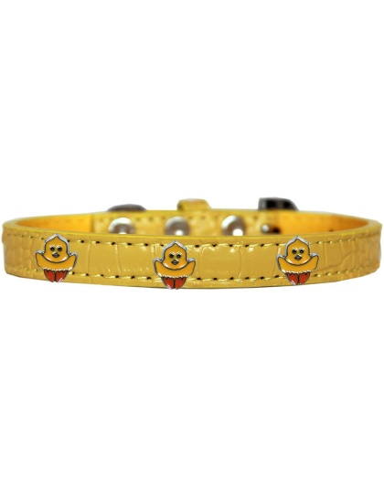 Chickadee Widget Croc Dog Collar Yellow Size 10