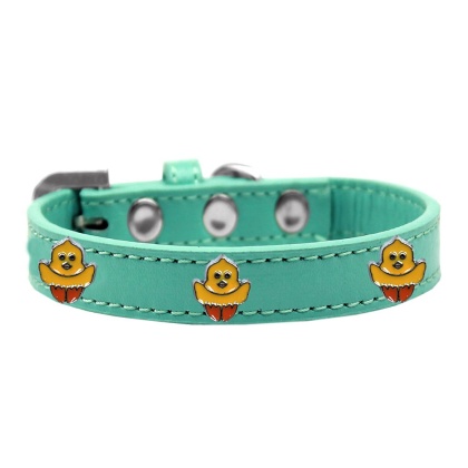 Chickadee Widget Dog Collar Aqua Size 10