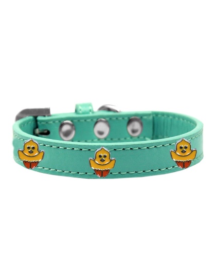 Chickadee Widget Dog Collar Aqua Size 10