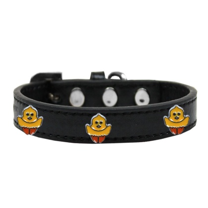 Chickadee Widget Dog Collar Black Size 10