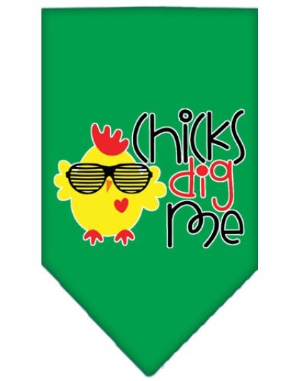 Chicks Dig Me Screen Print Pet Bandana Emerald Green Large