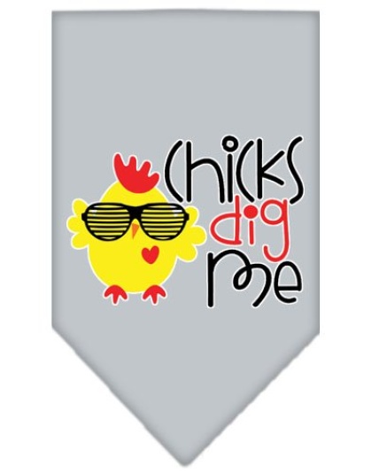 Chicks Dig Me Screen Print Pet Bandana Grey Large