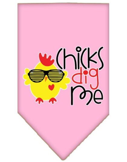 Chicks Dig Me Screen Print Pet Bandana Light Pink Large