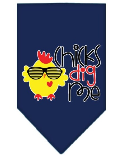 Chicks Dig Me Screen Print Pet Bandana Navy Blue large