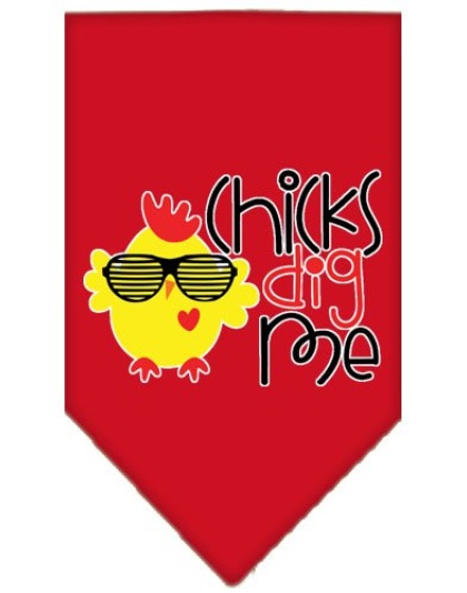 Chicks Dig Me Screen Print Pet Bandana Red Large