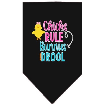 Chicks Rule Screen Print Bandana Black Large