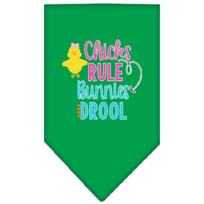 Chicks Rule Screen Print Bandana Emerald Green Large