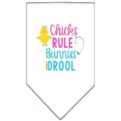 Chicks Rule Screen Print Bandana White Large