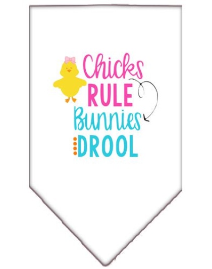 Chicks Rule Screen Print Bandana White Large