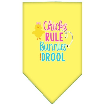 Chicks Rule Screen Print Bandana Yellow Large