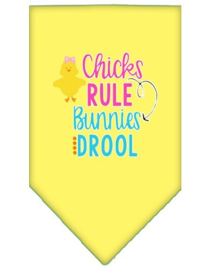 Chicks Rule Screen Print Bandana Yellow Large