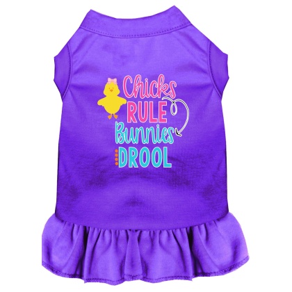 Chicks Rule Screen Print Dog Dress Purple 4X (22)