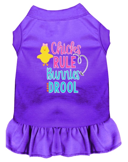 Chicks Rule Screen Print Dog Dress Purple 4X (22)