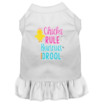 Chicks Rule Screen Print Dog Dress White 4X (22)