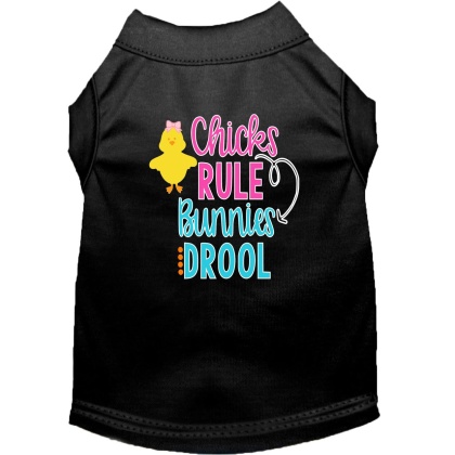 Chicks Rule Screen Print Dog Shirt Black Lg