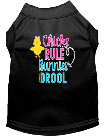 Chicks Rule Screen Print Dog Shirt Black Lg