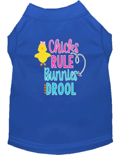 Chicks Rule Screen Print Dog Shirt Blue Lg